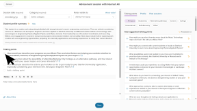 An Advisement session for a student is open. The cursor is clicking on a talking point to mark it as done.